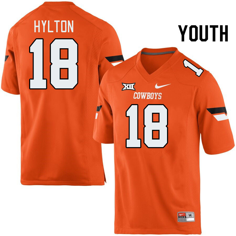 Youth #18 Kobe Hylton Oklahoma State Cowboys College Football Jerseys Stitched-Retro Orange